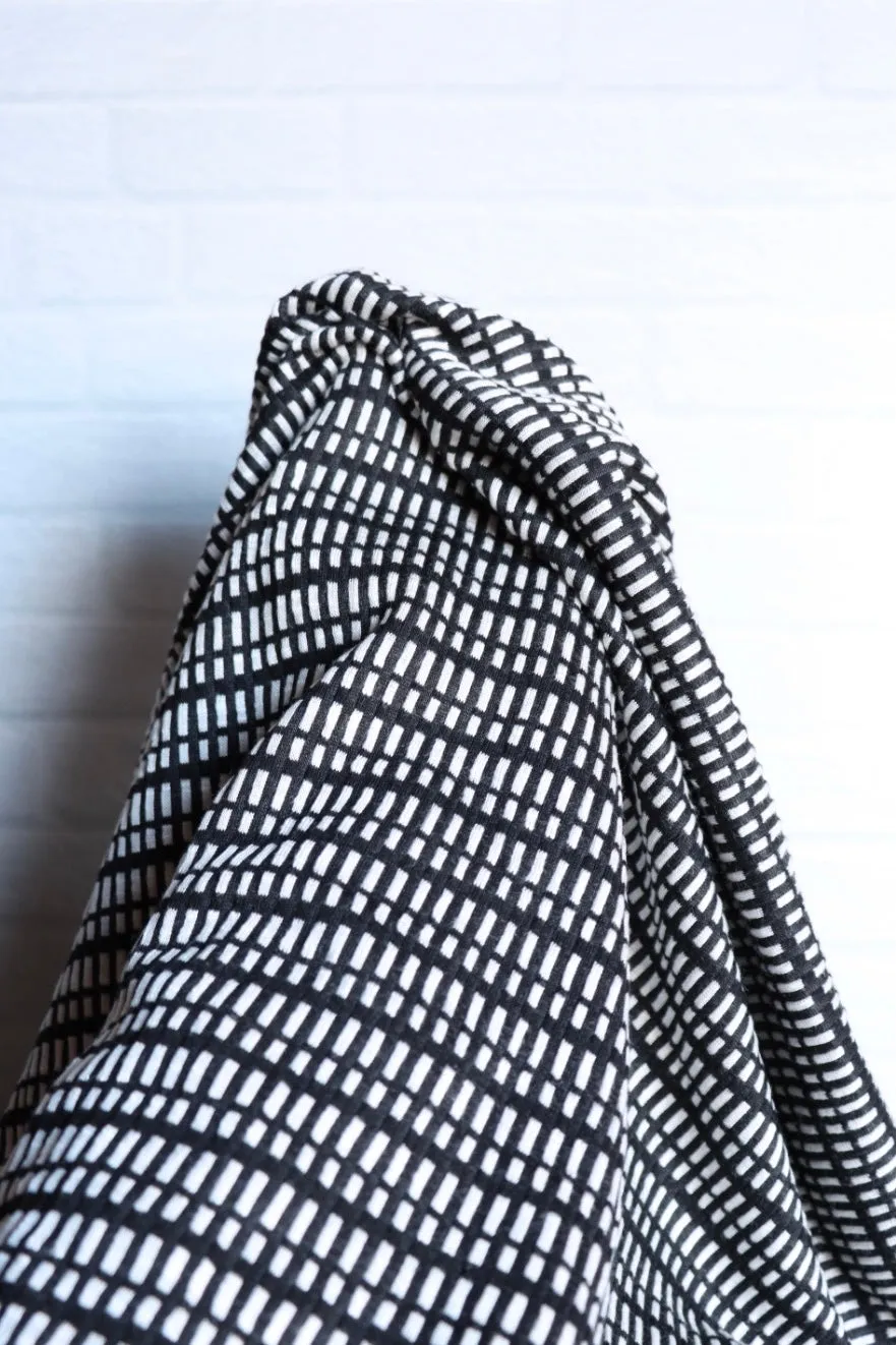 2YD PRECUT; Black Broken Stripe Jacquard Knit