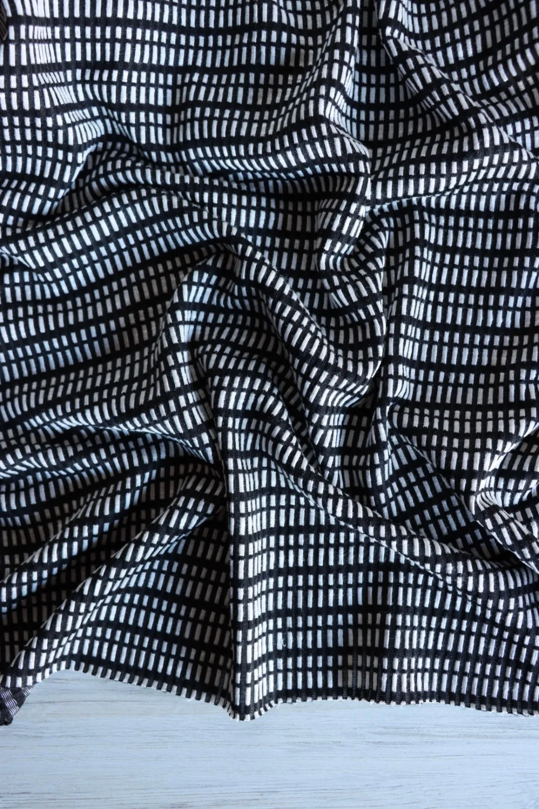 2YD PRECUT; Black Broken Stripe Jacquard Knit