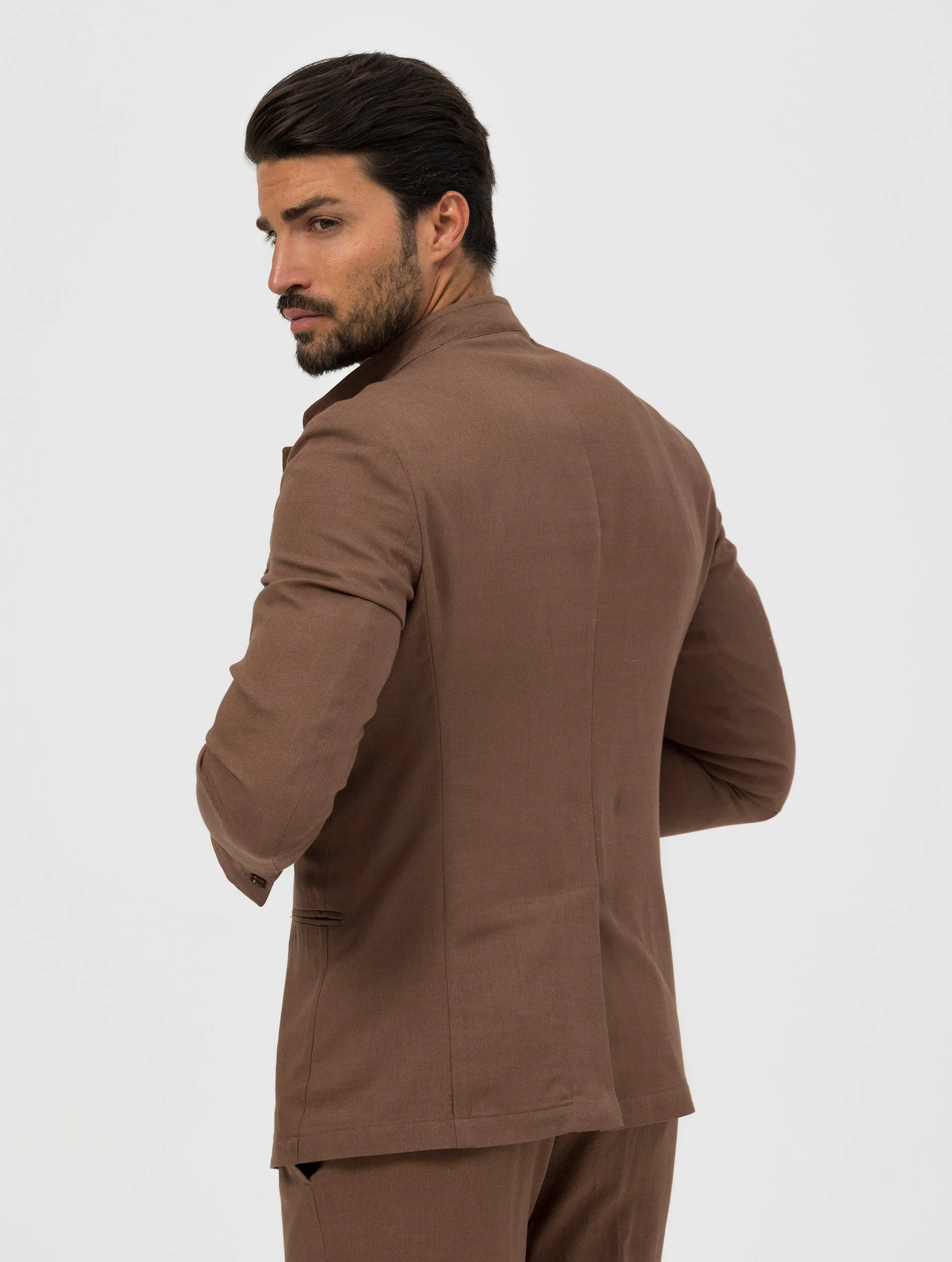 AKITA SINGLE BREASTED BLAZER IN TOBACCO