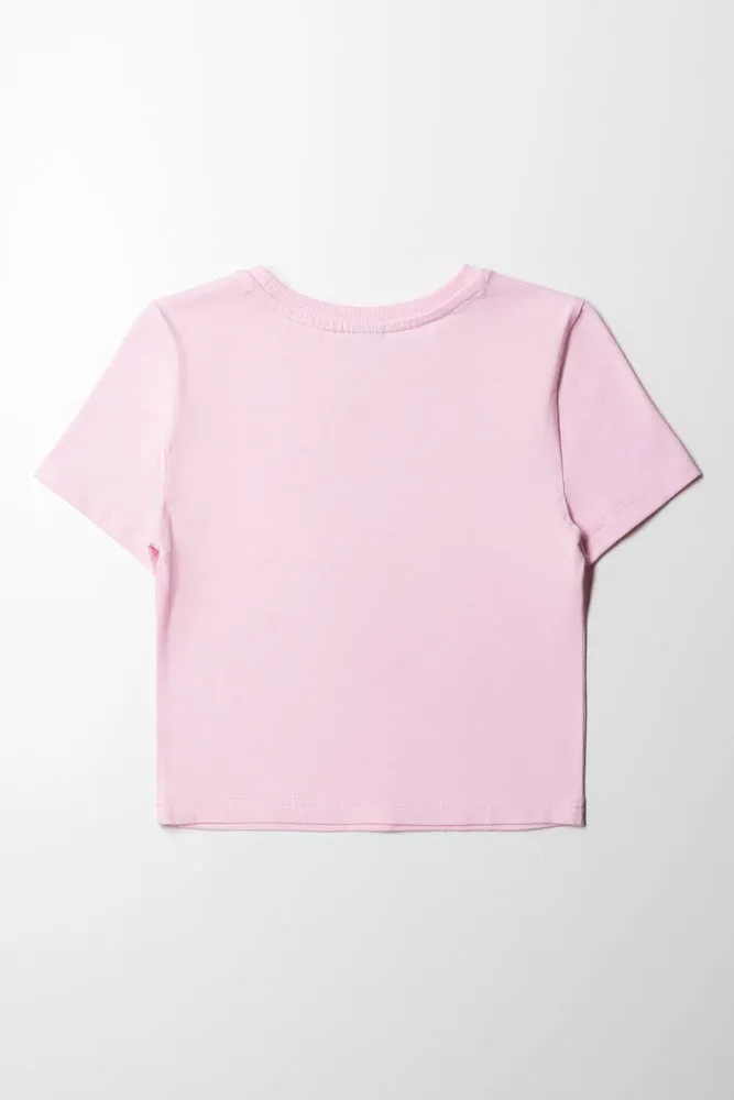 Baby T-Shirt With Pearl Heart Pink