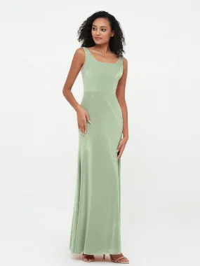 Bateau Neck Mermaid Long Velvet Dresses Dusty Sage