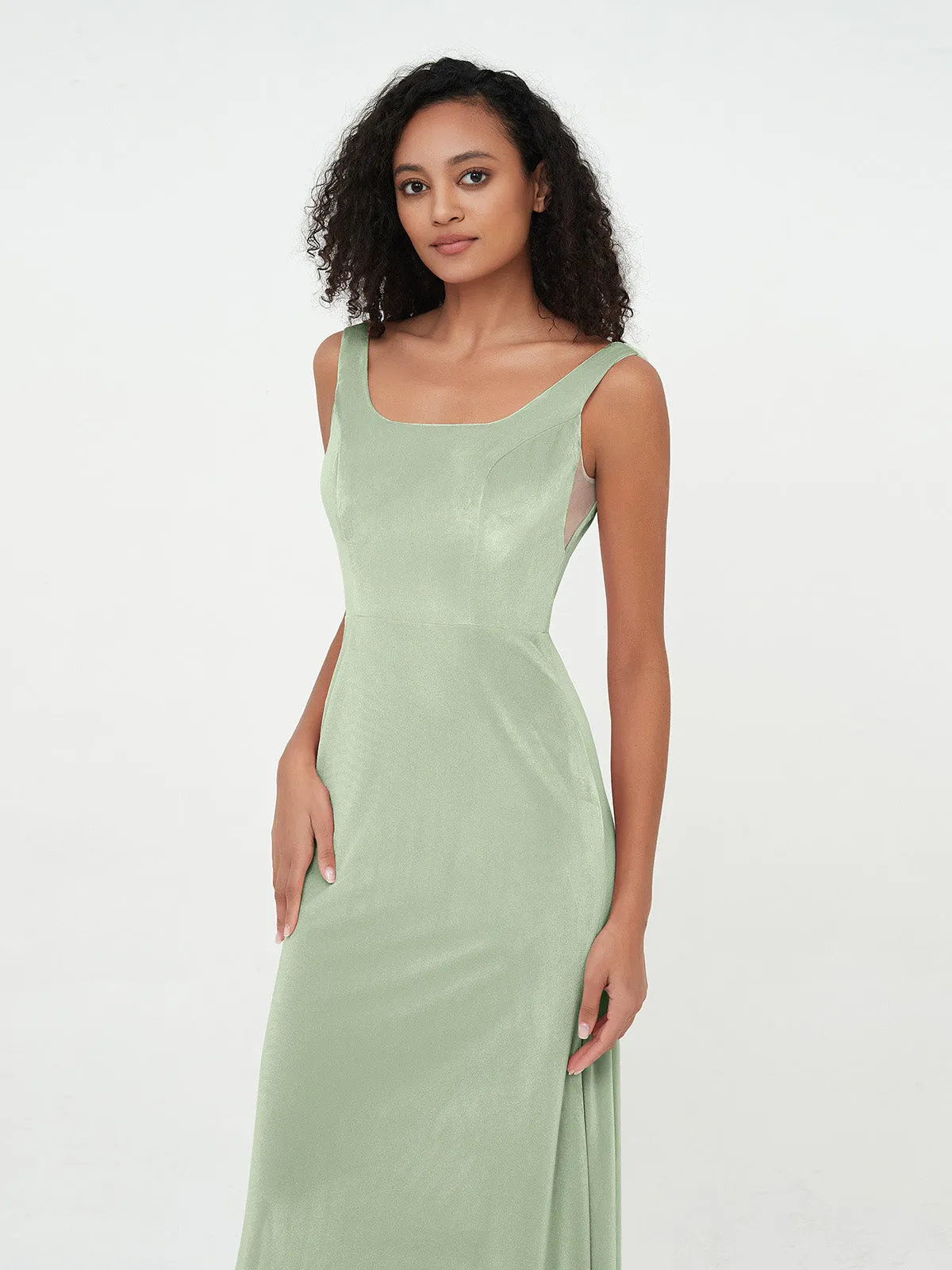 Bateau Neck Mermaid Long Velvet Dresses Dusty Sage