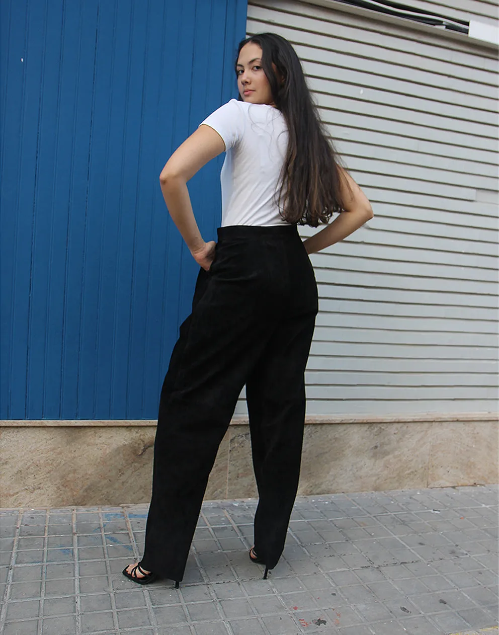 Black Suede Trousers