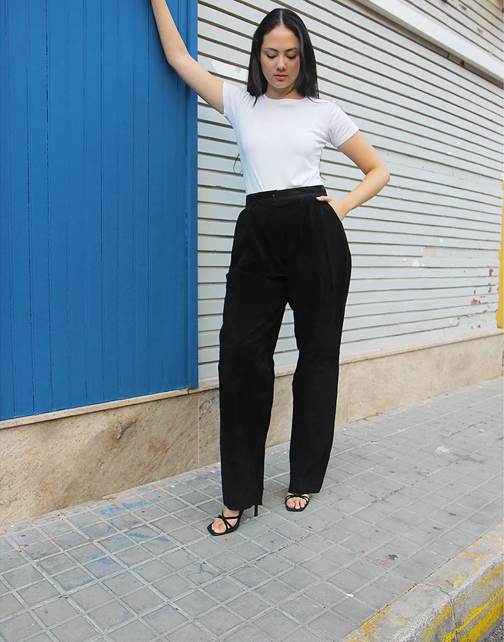 Black Suede Trousers