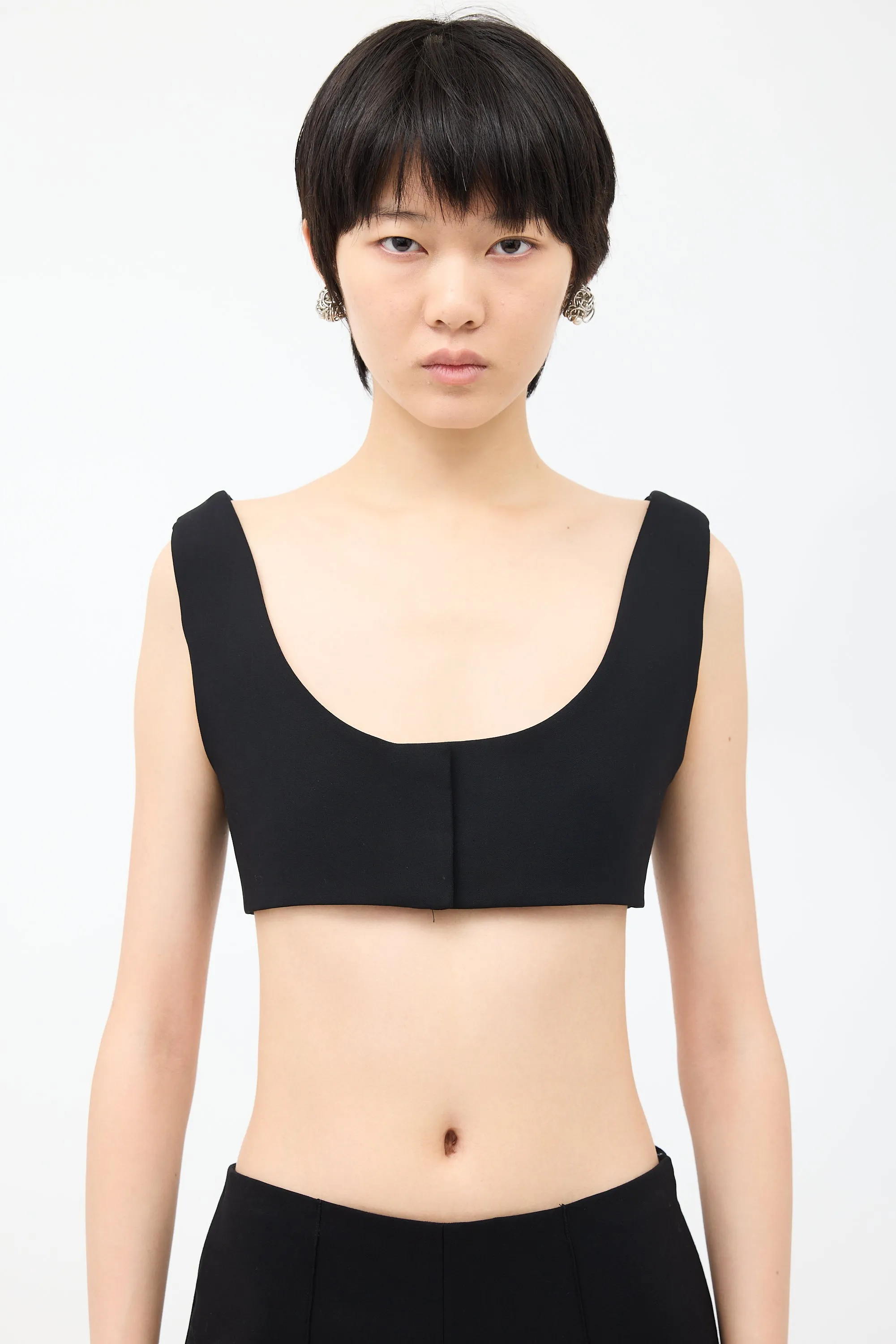 Black Wool Grazia Crop Top