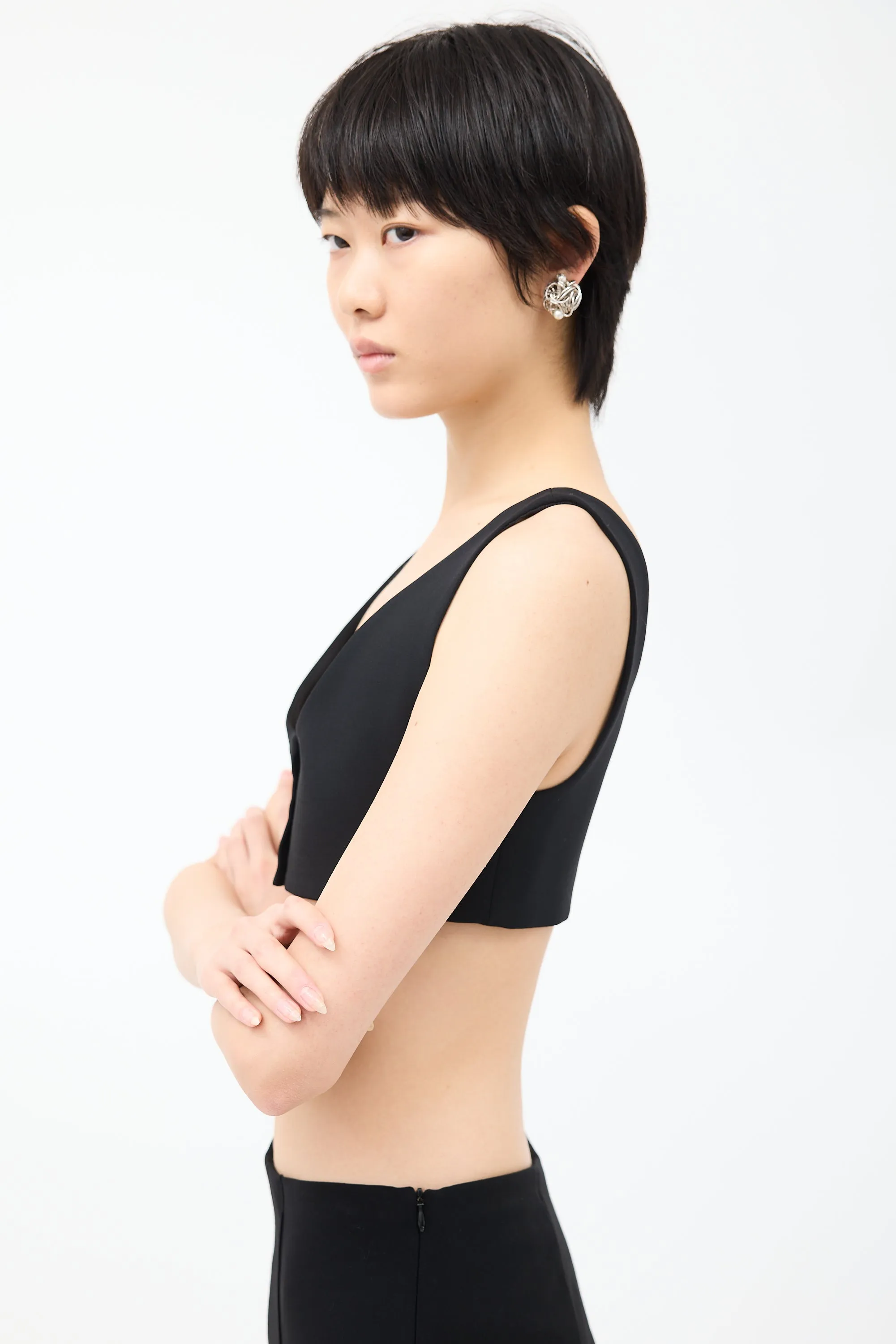 Black Wool Grazia Crop Top