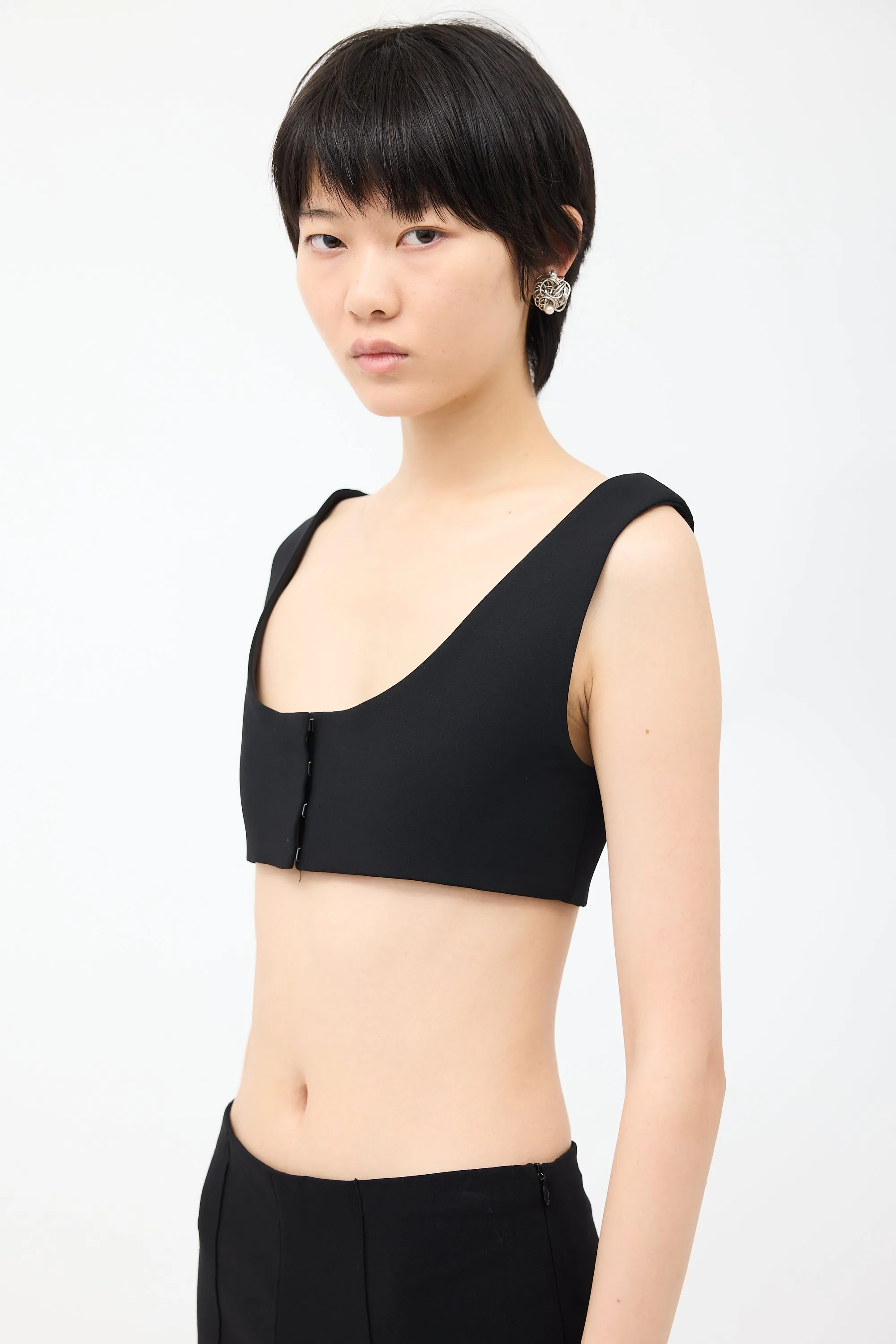 Black Wool Grazia Crop Top