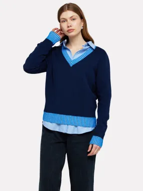 Brodie 'Plaited Trims V Neck Sweater'