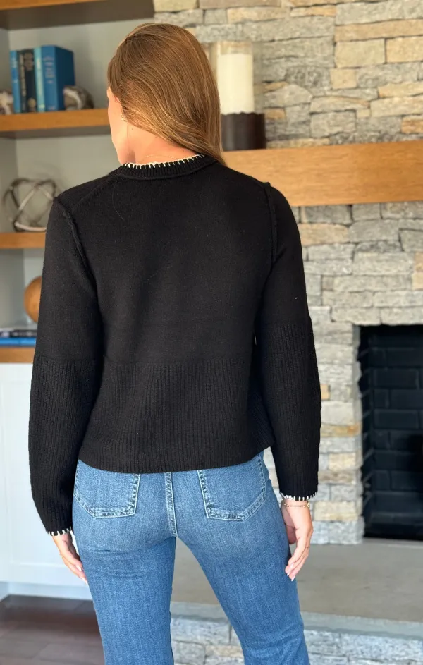 Cashmere Crewneck with Contrast Stitching