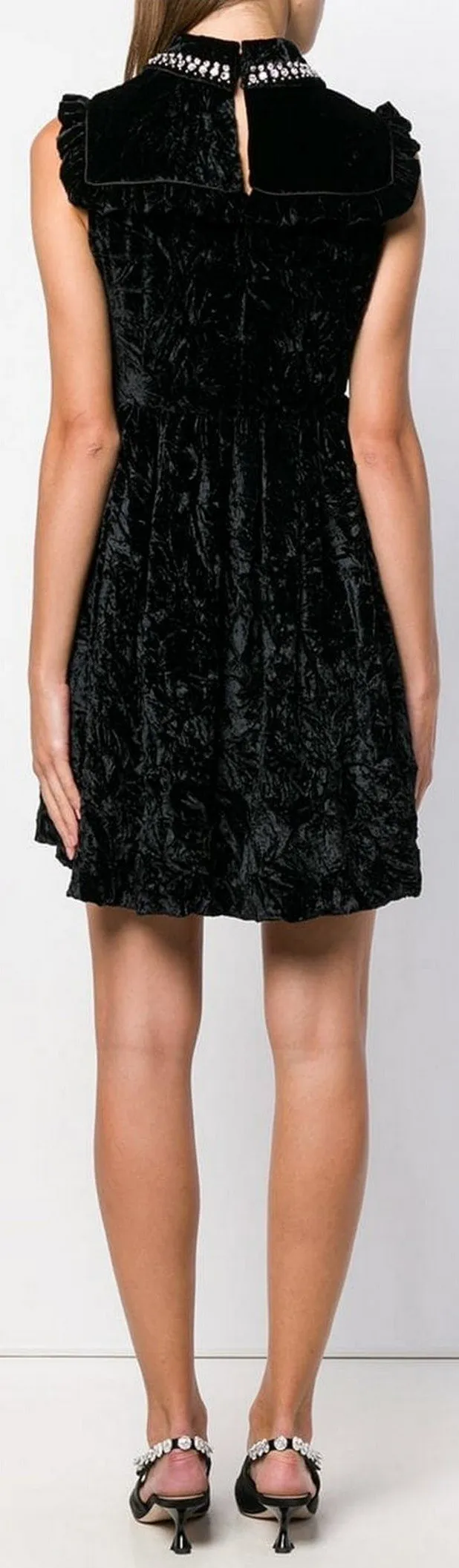 Crystal Embellished Velvet Mini Dress