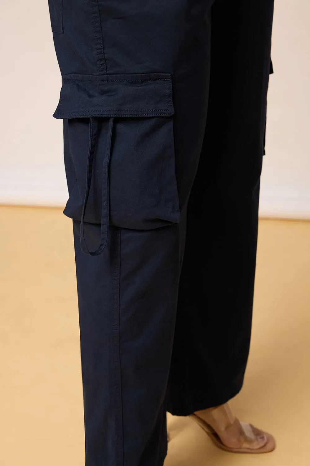 Curvy Contour Navy Blue Cargo Pants