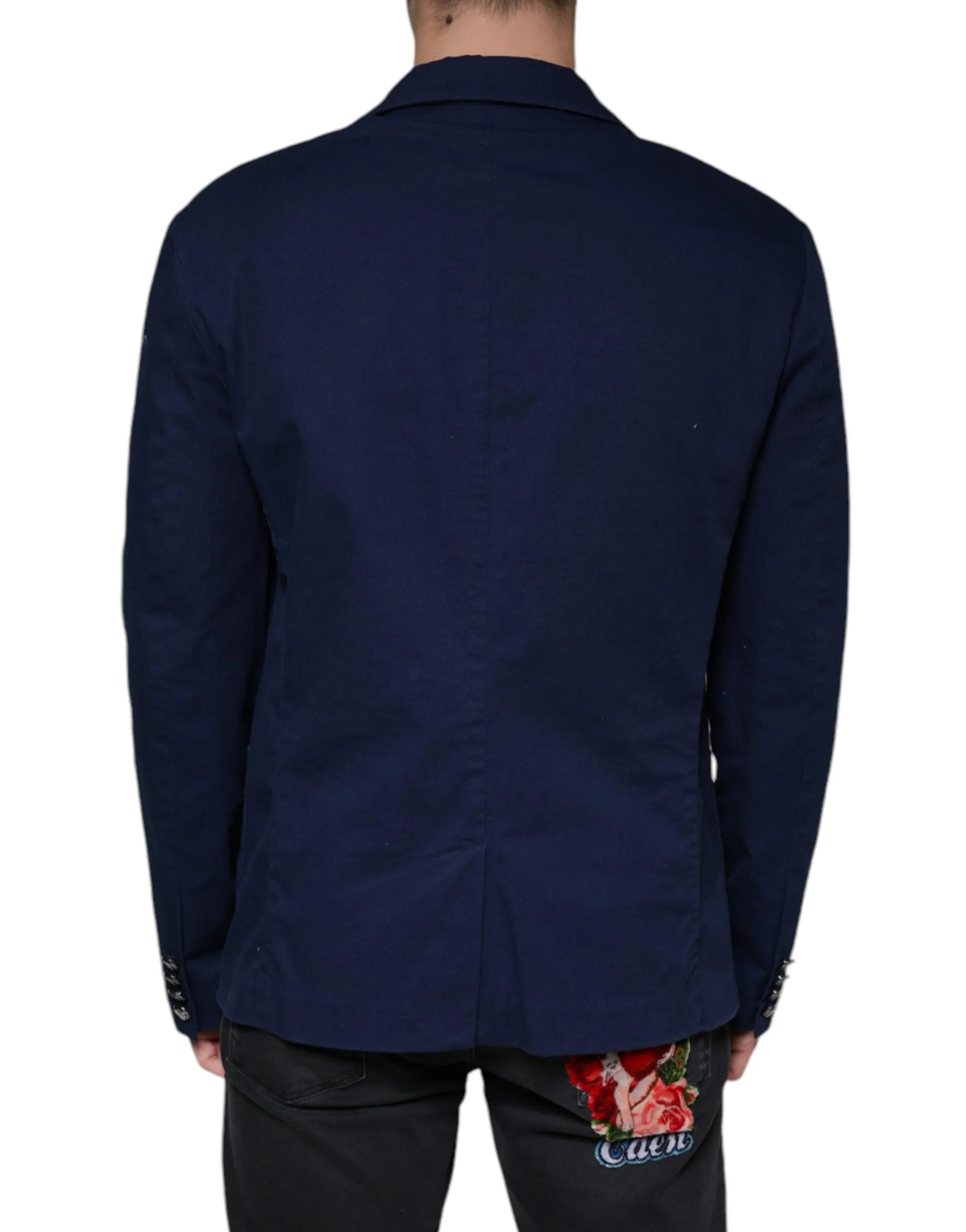 Dolce & Gabbana Blue Notch Single Breasted Dress Coat Blazer