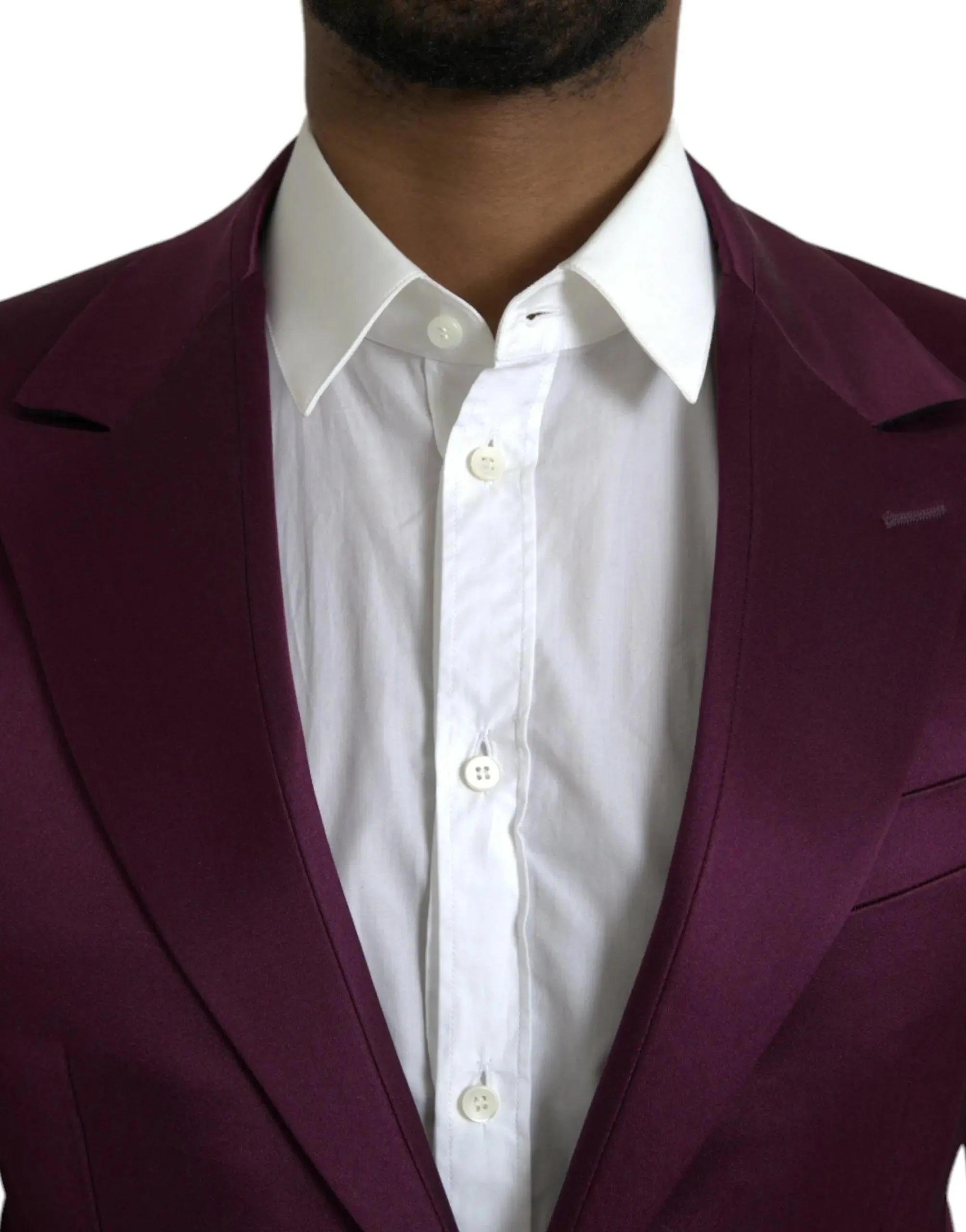 Dolce & Gabbana Maroon Silk Button Blazer