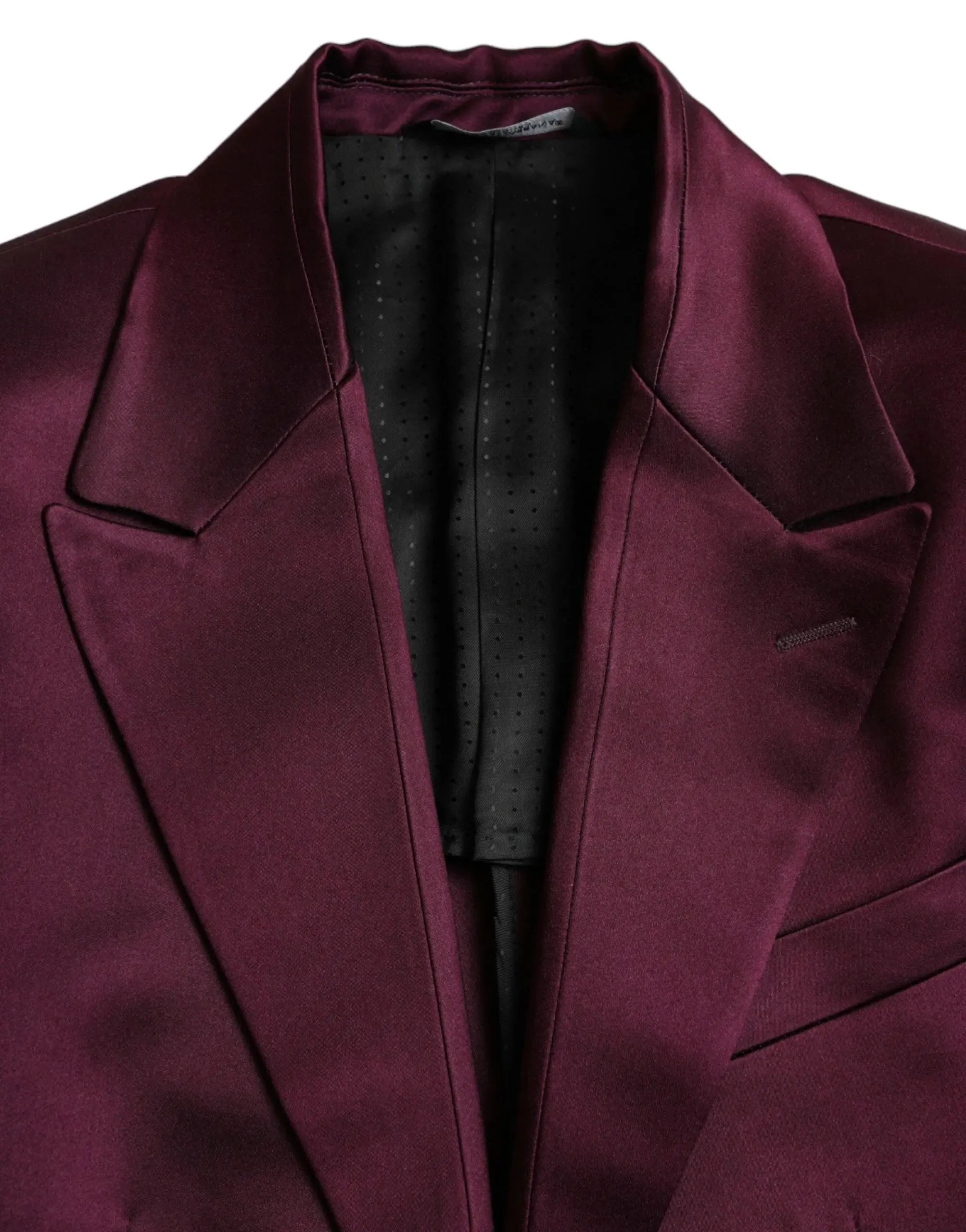 Dolce & Gabbana Maroon Silk Button Blazer