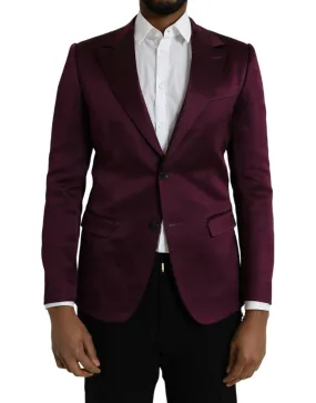 Dolce & Gabbana Maroon Silk Button Blazer