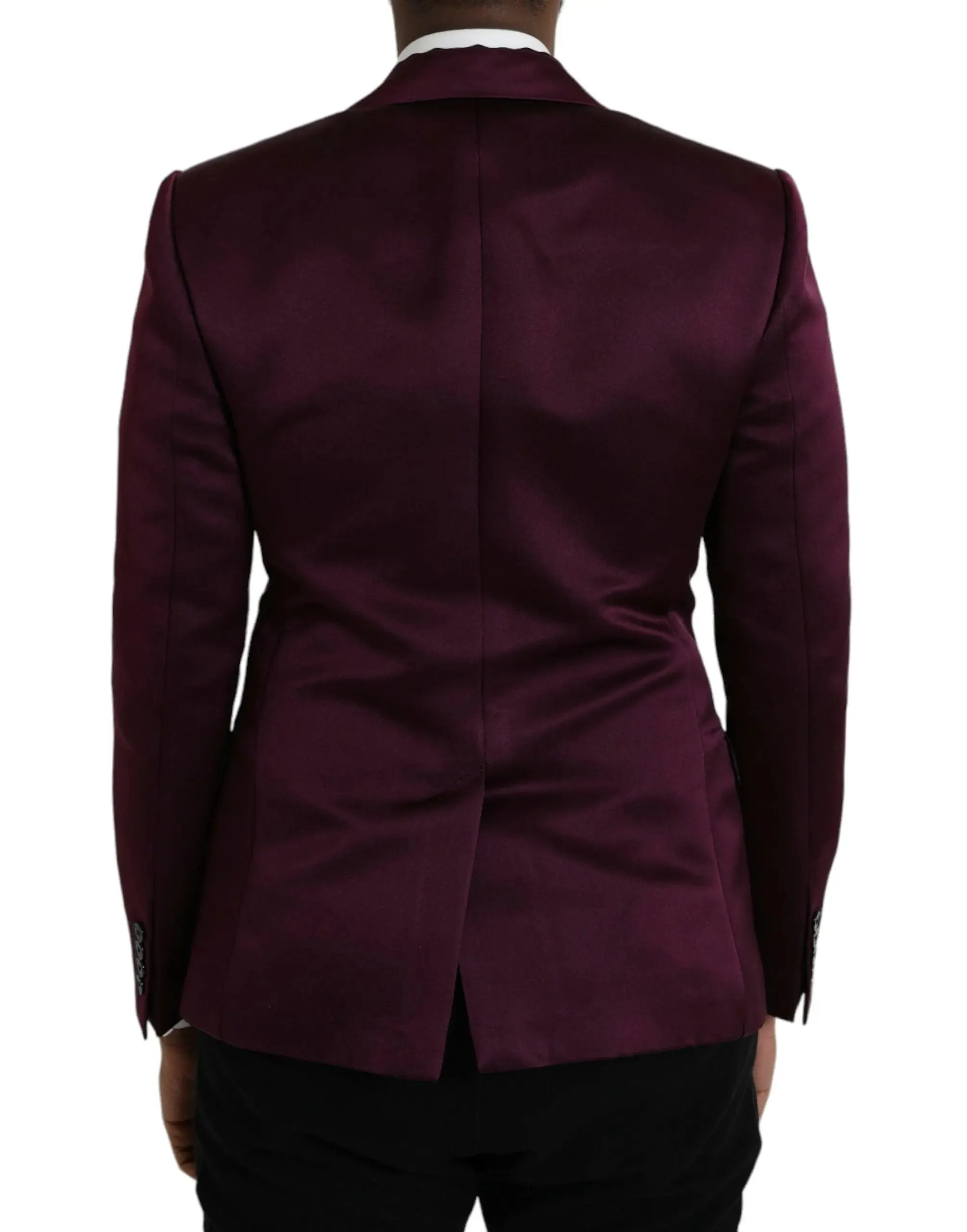 Dolce & Gabbana Maroon Silk Button Blazer