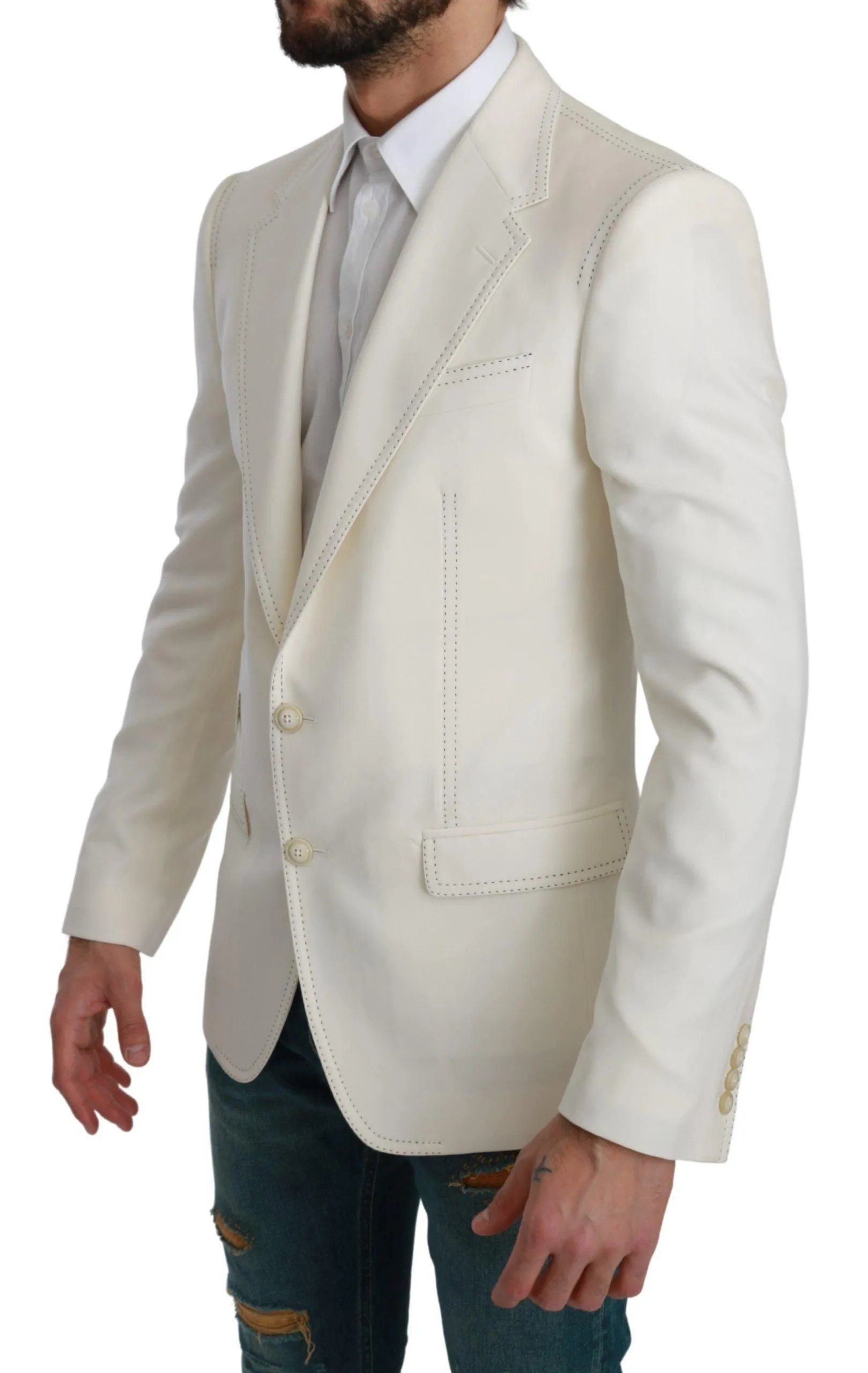 Dolce & Gabbana SICILIA Cream Single Breasted Formal Blazer