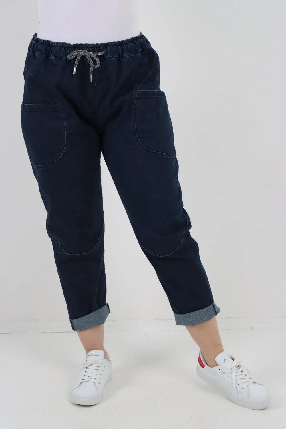 Drawstring Elasticated Waist Denim Trouser