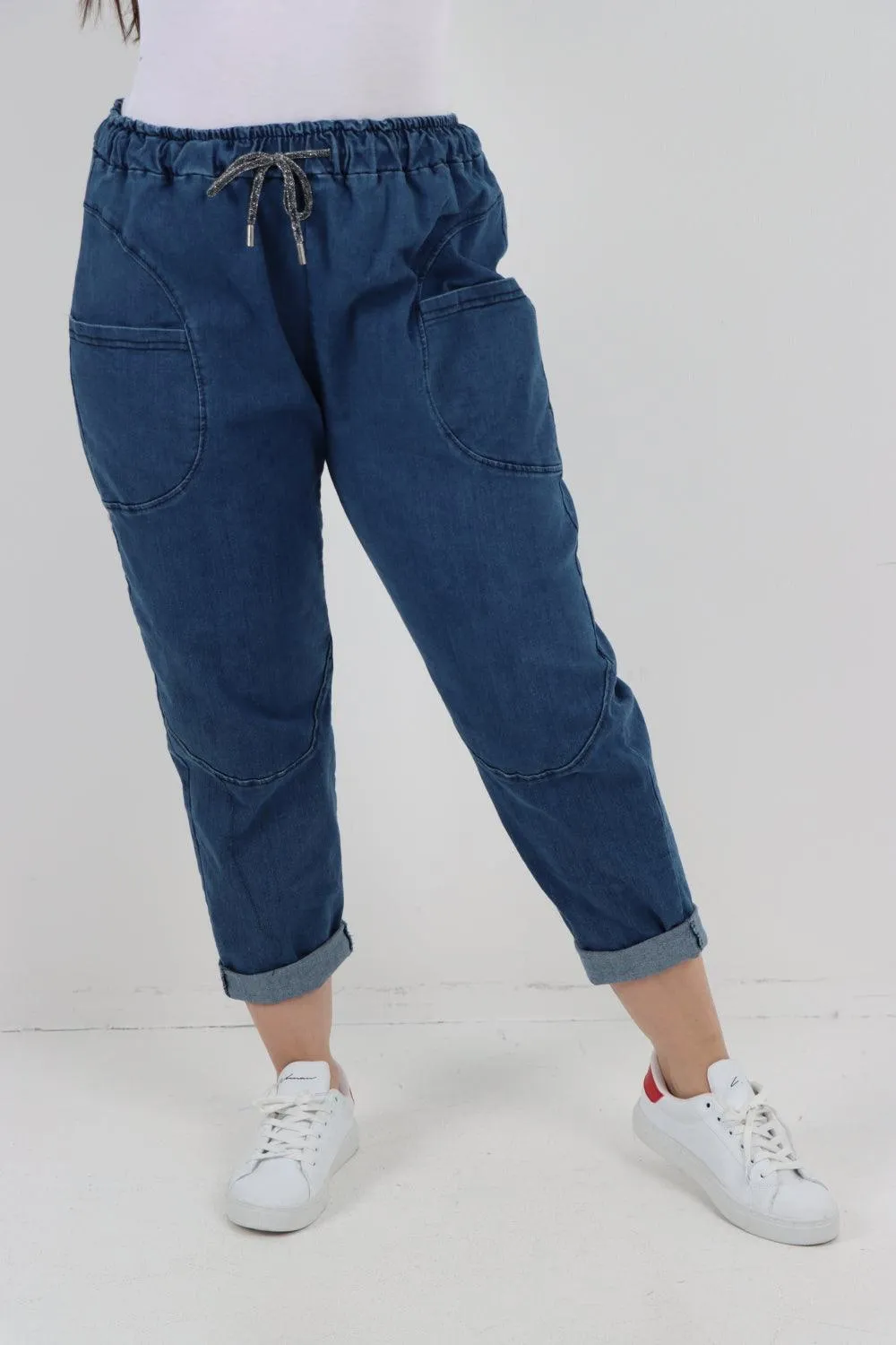 Drawstring Elasticated Waist Denim Trouser