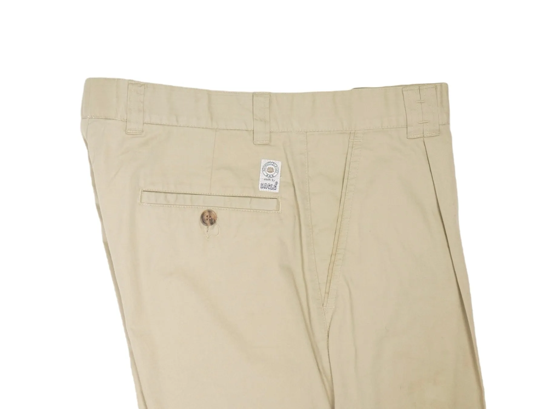 Eagle - Beige High-Rise Pleated Cotton Trousers 48