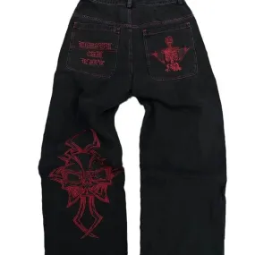 Embroidered Skull Hip Hop Cargo Pants