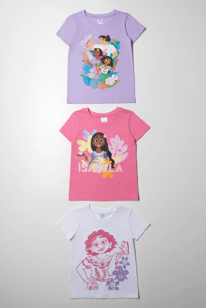 Encanto 3 Pack T-Shirts White, Lilac And Pink