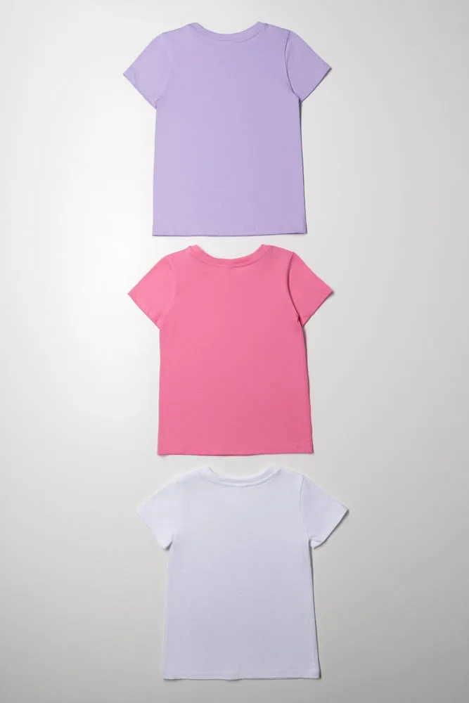 Encanto 3 Pack T-Shirts White, Lilac And Pink