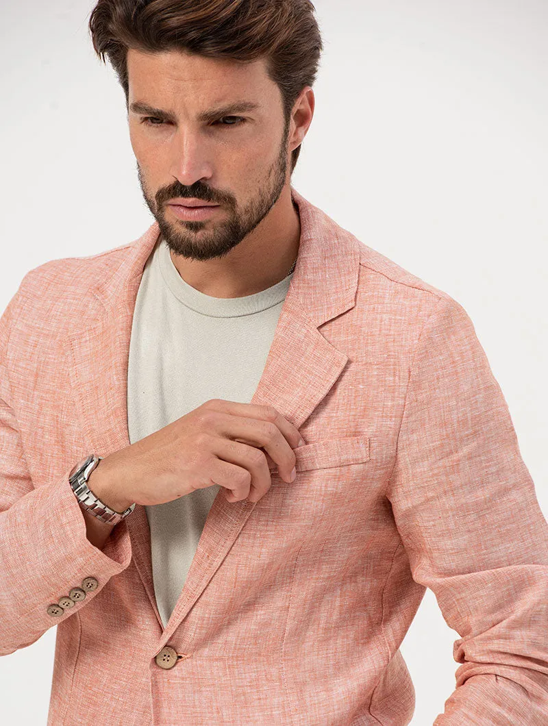 FEDRO SINGLE BREASTED BLAZER IN CORAL