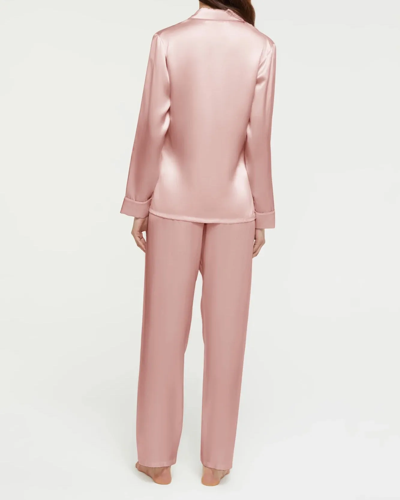 Ginia - Fine Finishes Silk Pyjama Set - Bridal Rose