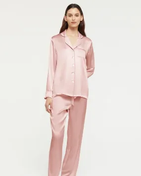 Ginia - Fine Finishes Silk Pyjama Set - Bridal Rose