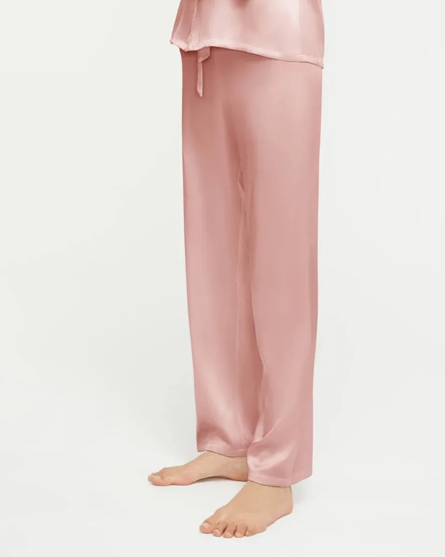 Ginia - Fine Finishes Silk Pyjama Set - Bridal Rose