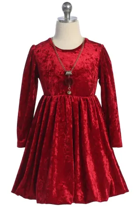 Girls Velvet Necklace Holiday Dress 4-14