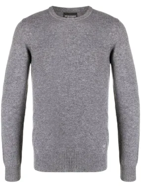 Grey Cashmere Knit Sweater Long Sleeve