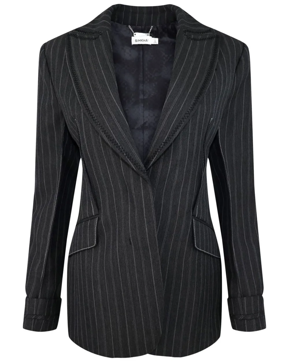 Grey Pin Stripe Gamela Single Breasted Blazer