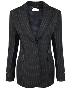 Grey Pin Stripe Gamela Single Breasted Blazer