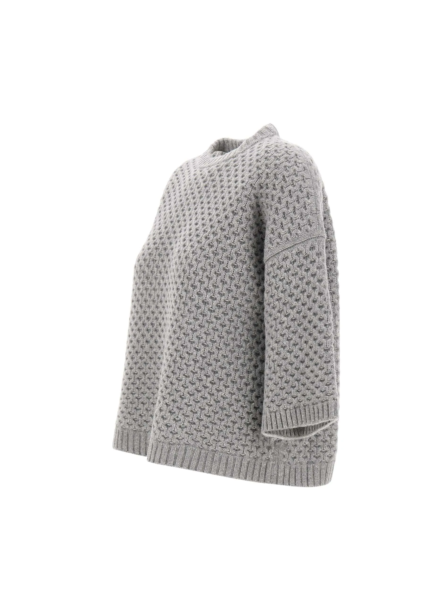 Grey Wool Silk Cashmere Sweater