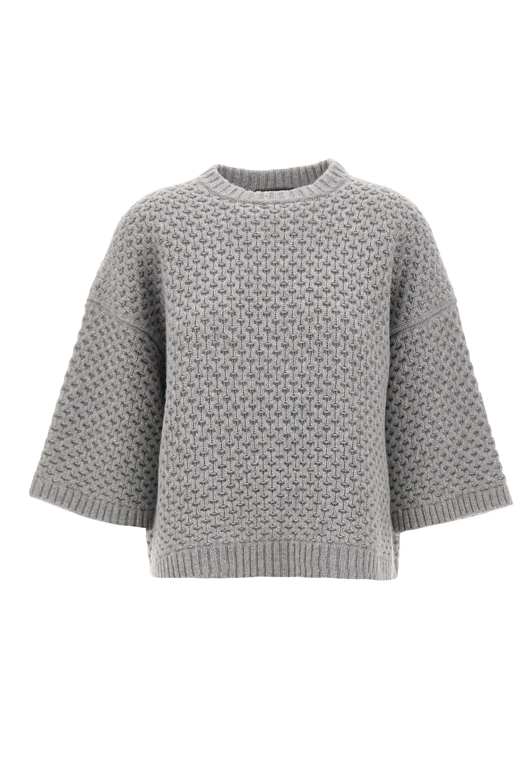 Grey Wool Silk Cashmere Sweater