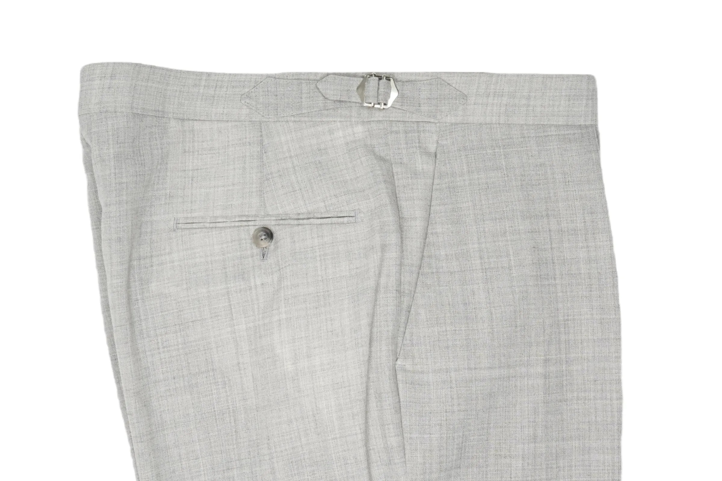 Götrich – Grey Pleated High-Rise Fresco Wool Trousers Unhemmed 54