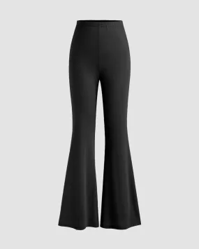 High-Rise Flared Black Trousers