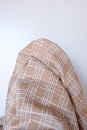 Honey Beige & Ivory Plaid Yarn Dyed Jacquard Knit