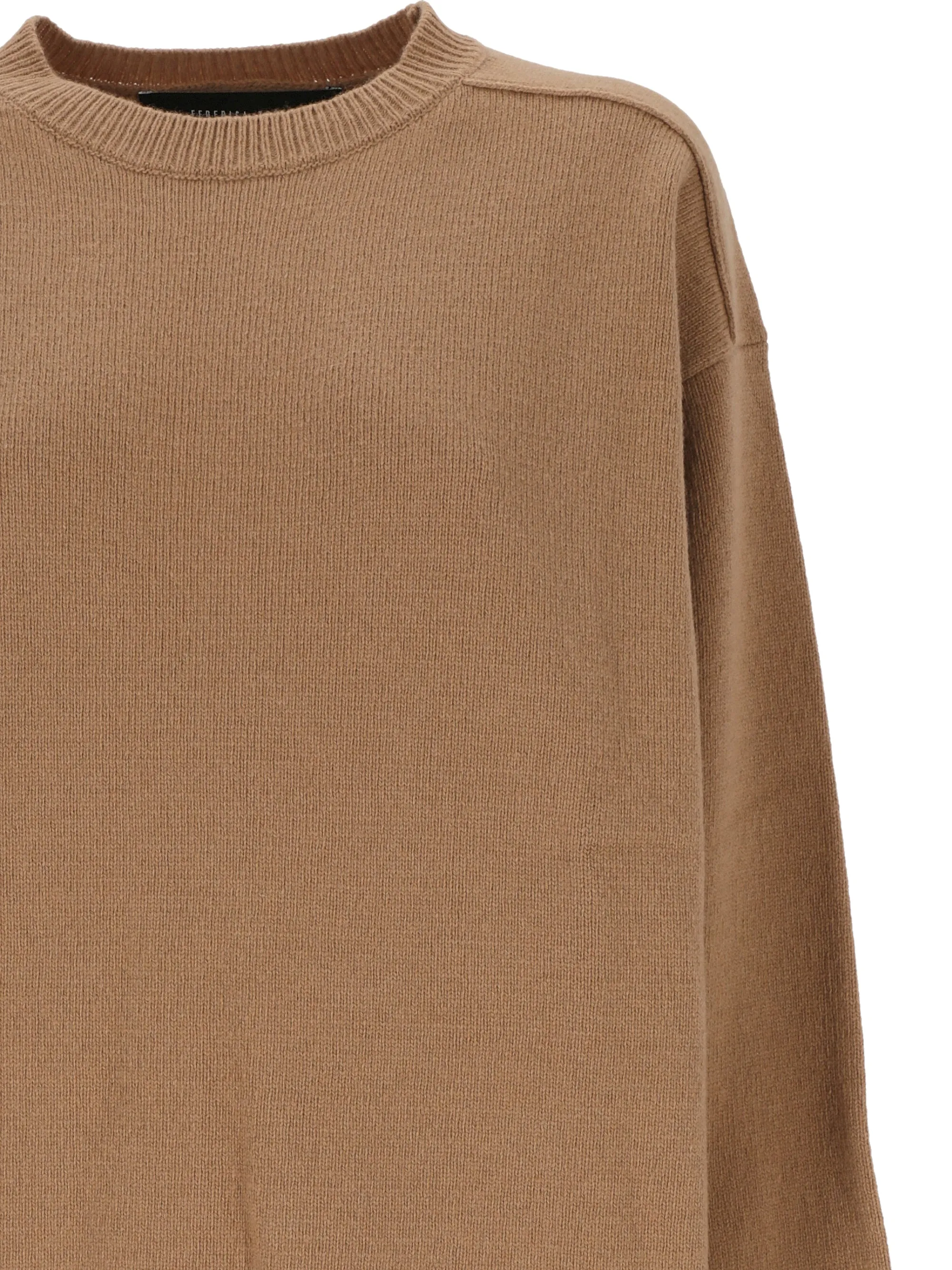 Light Beige Wool and Cashmere Crew Neck Sweater