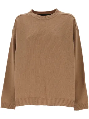 Light Beige Wool and Cashmere Crew Neck Sweater