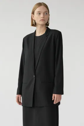 MENA BLAZER - BLACK - RAW SILK