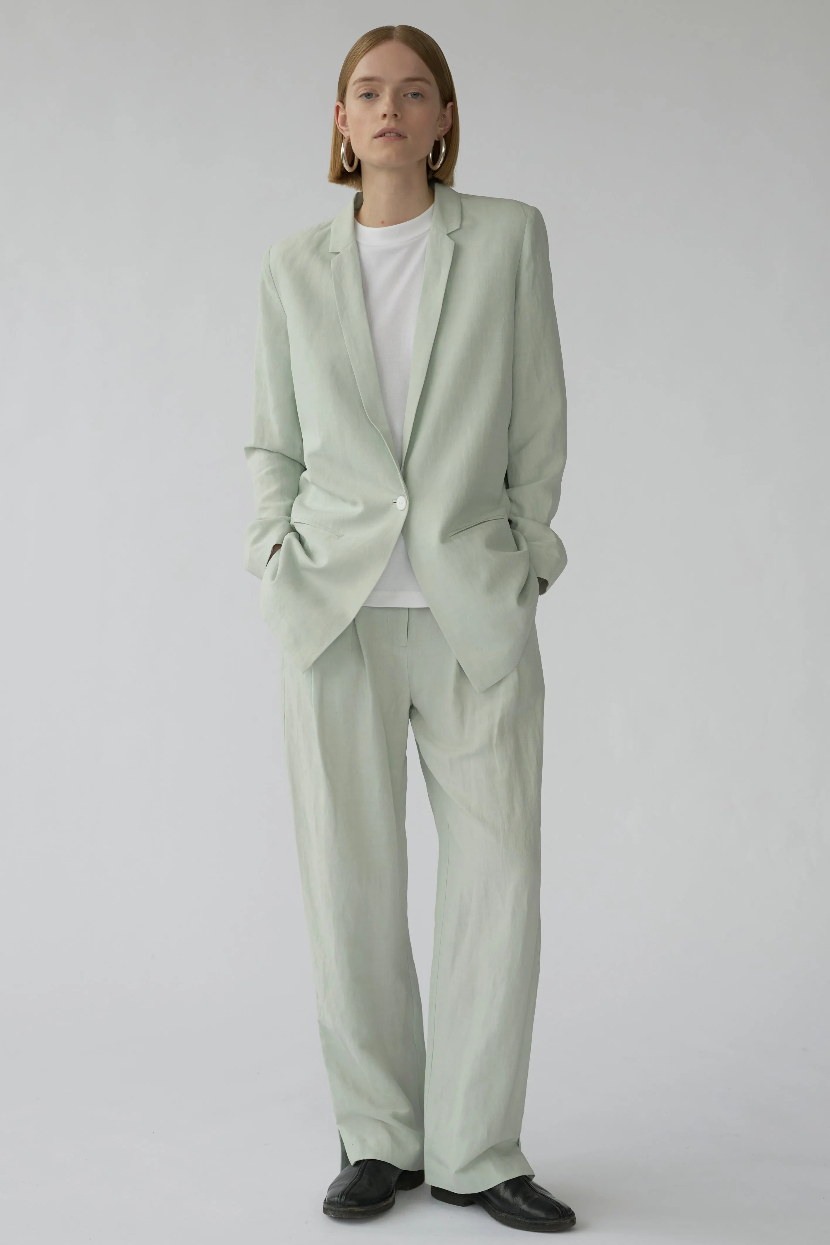 MENA BLAZER - MINT GREY - SILK/LINEN