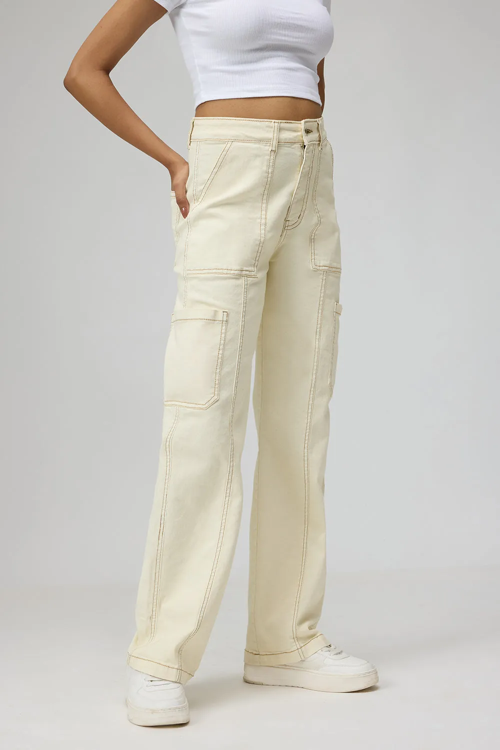 Merino White Cargo Pants