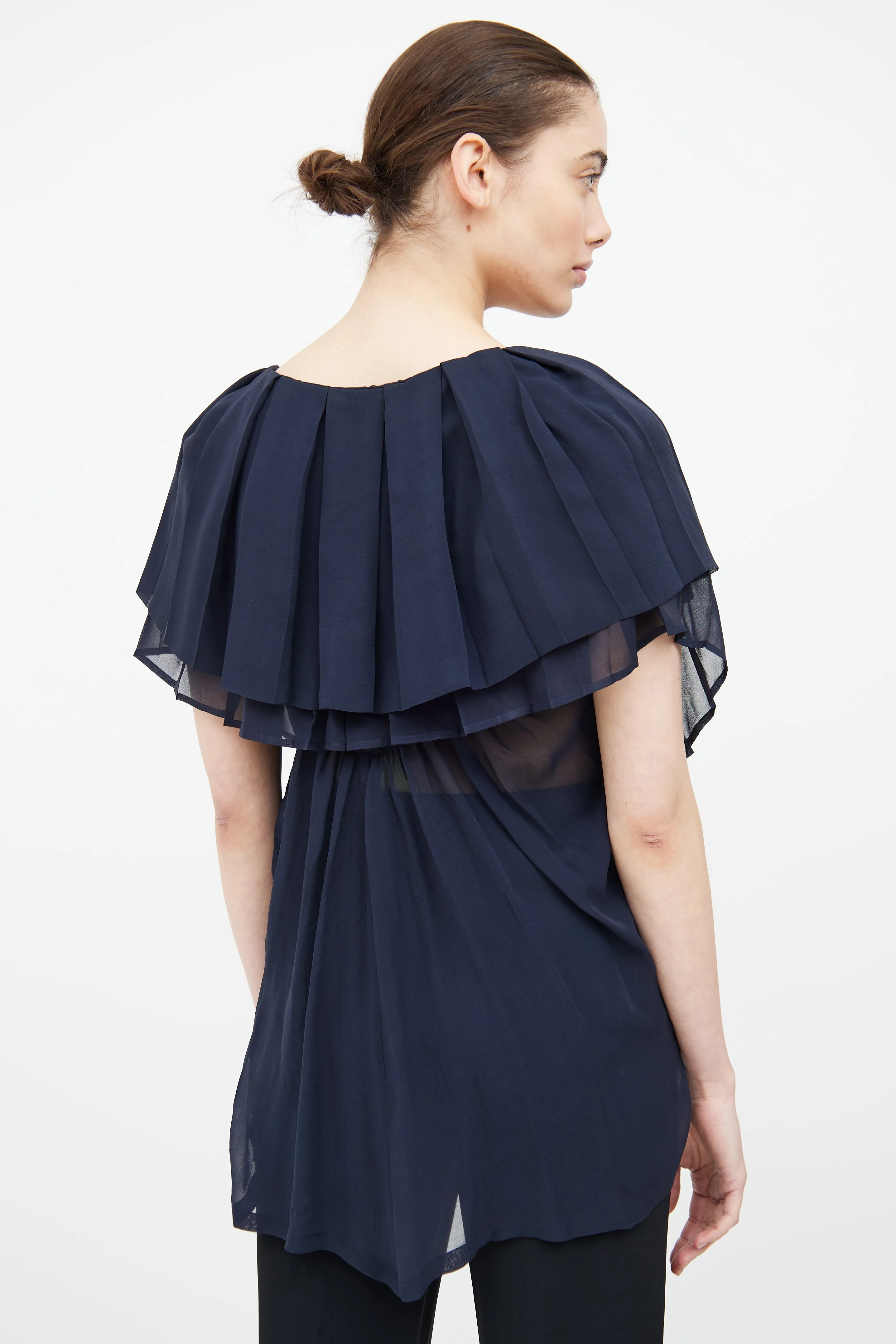 Navy Tiered Ruffle Top