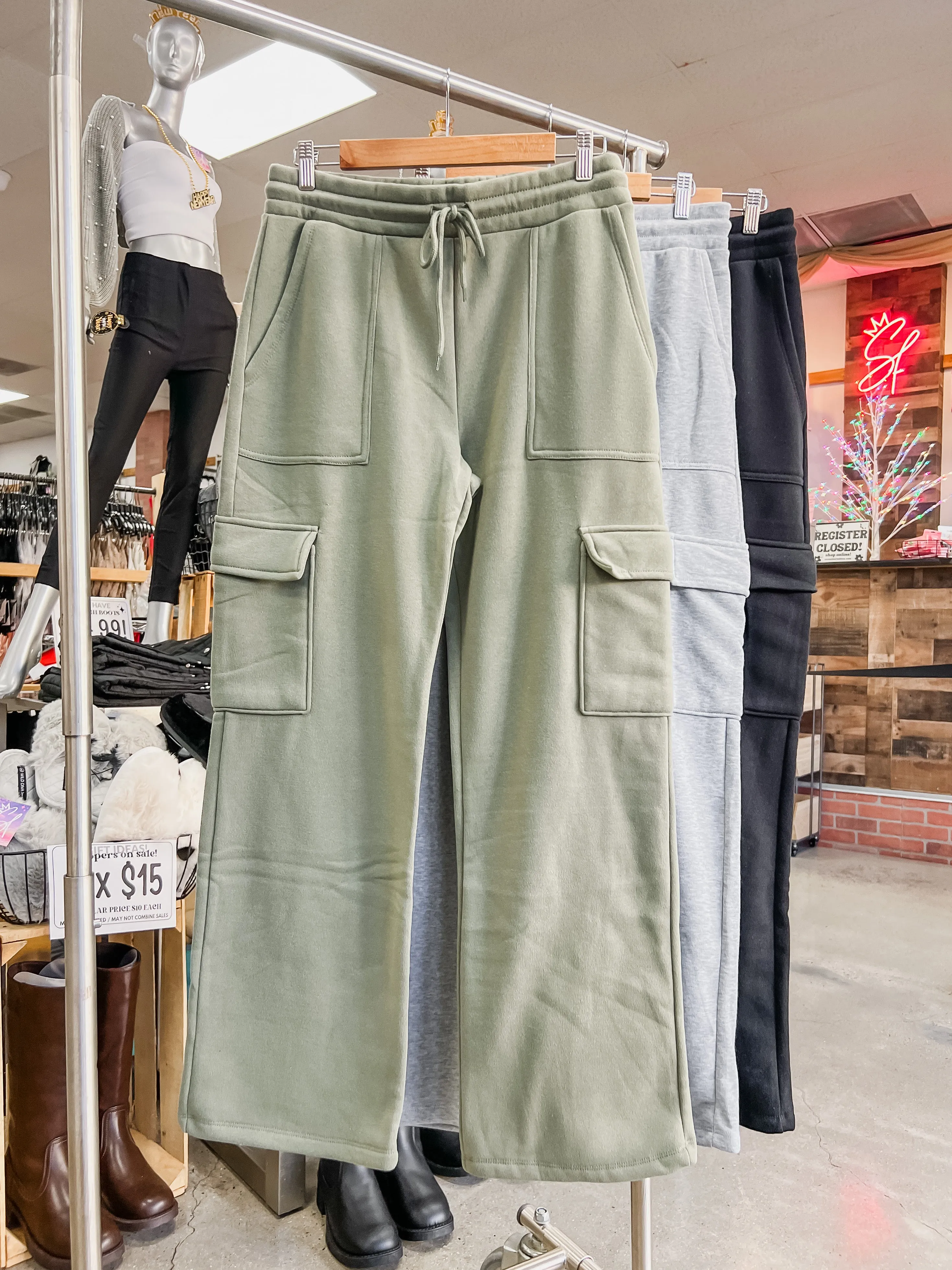 Noelle Cargo Wide Leg Sweat Pants