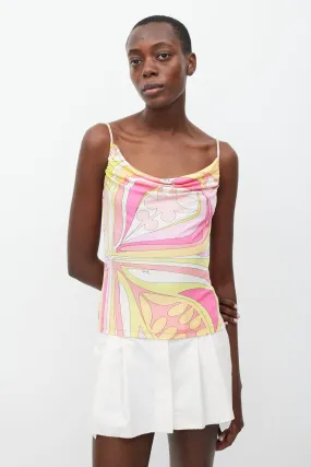 Pink & Multicolour Printed Cowl Tank Top