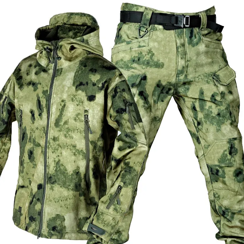 Shark Skin Warm Jackets Pants Set Men Camo Autumn Winter Coat Soft Shell