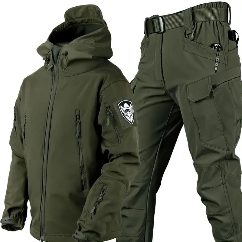 Shark Skin Warm Jackets Pants Set Men Camo Autumn Winter Coat Soft Shell